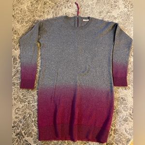 Rachel Roy sweater dress size M grey fuchsia ombre zipper back